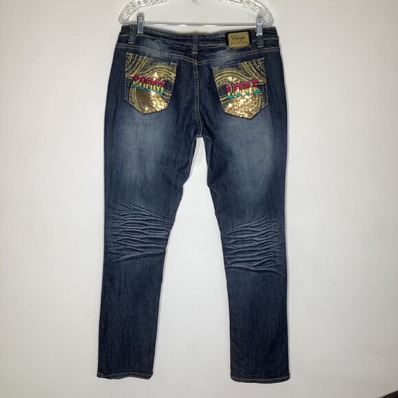 Coogi Australia‎ Womens Love Sequin Pocket Jeans Blue Size 13/14 - Picture 3 of 11